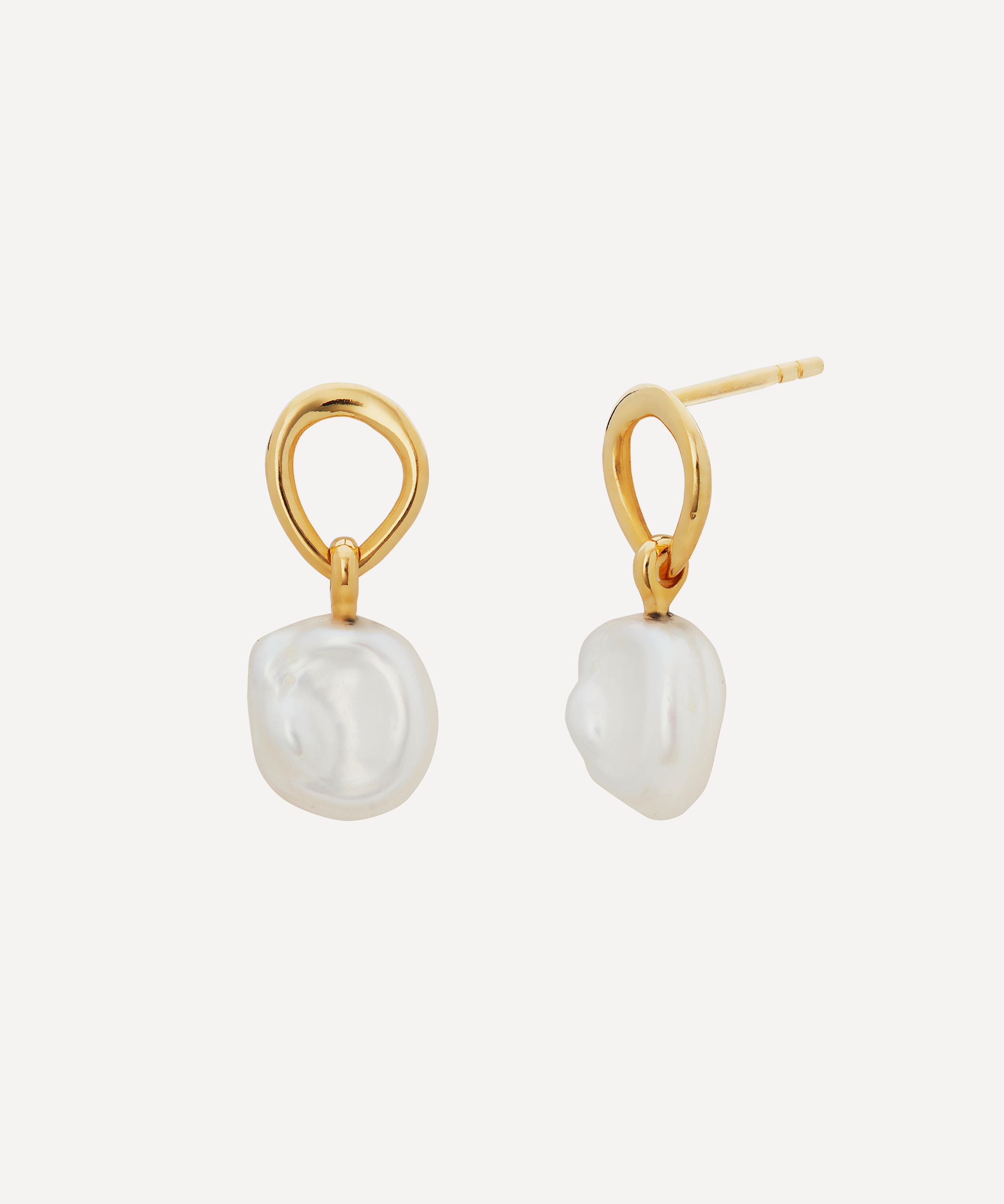 Monica Vinader - 18ct Gold Plated Vermeil Silver Nura Keshi Pearl Drop Earrings image number 0