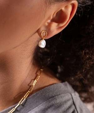 Monica Vinader - 18ct Gold Plated Vermeil Silver Nura Keshi Pearl Drop Earrings image number 1