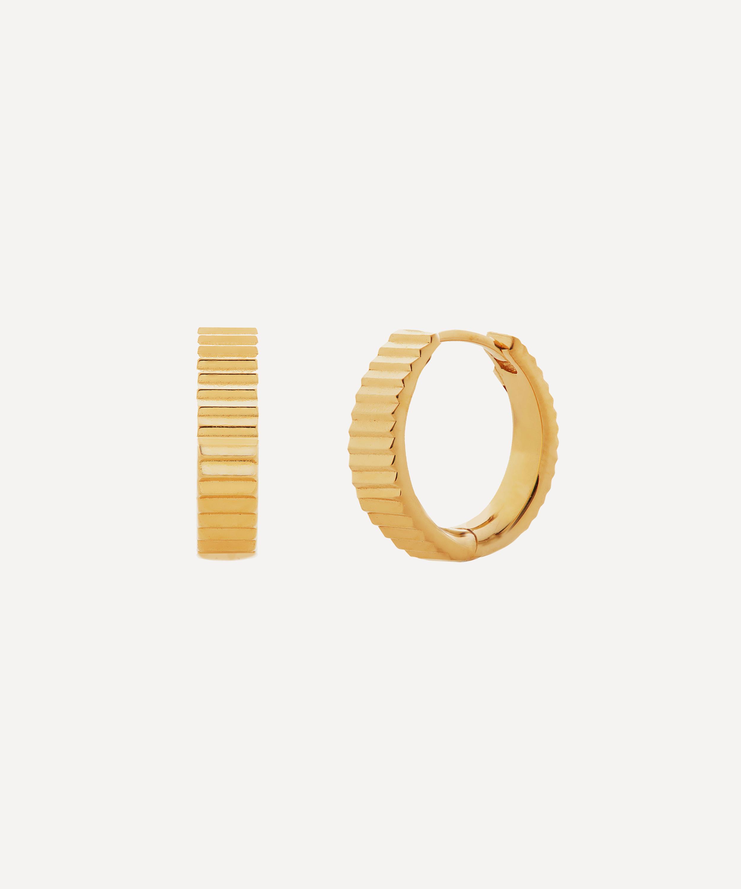 Monica Vinader - 18ct Gold Plated Vermeil Silver Disco Huggie Hoop Earrings image number 0