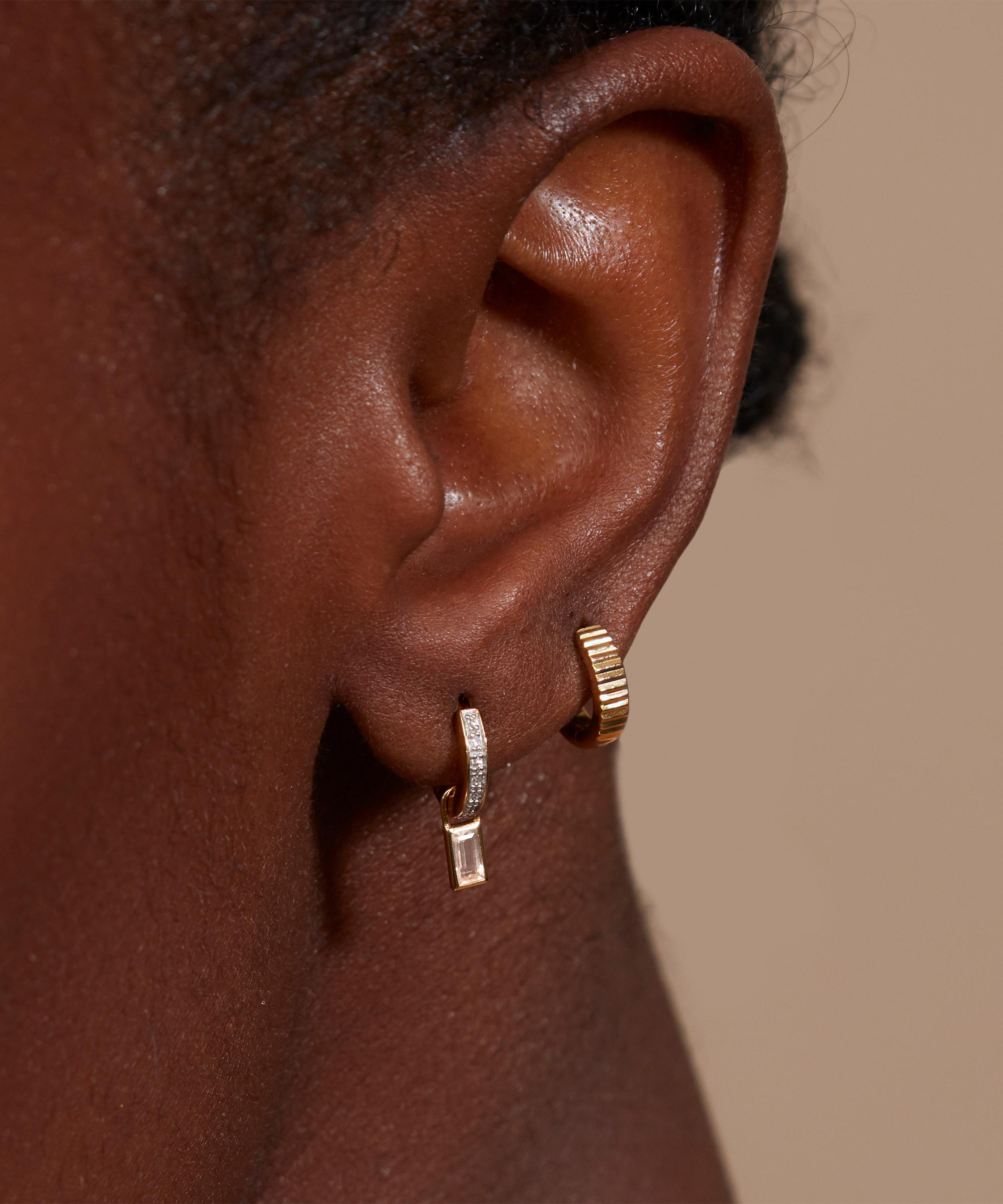 Monica Vinader - 18ct Gold Plated Vermeil Silver Disco Huggie Hoop Earrings image number 1