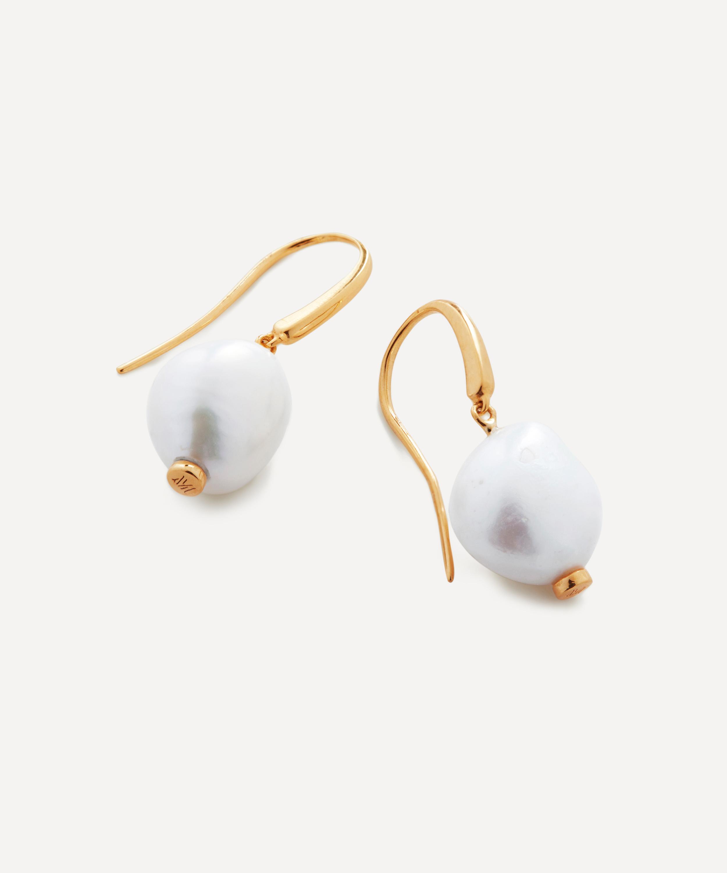 Monica Vinader - 18ct Gold Plated Vermeil Silver Nura Pearl Drop Earrings image number 1