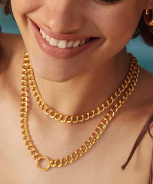 Monica Vinader - 18ct Gold Plated Vermeil Silver Groove Curb Chain Necklace image number 2