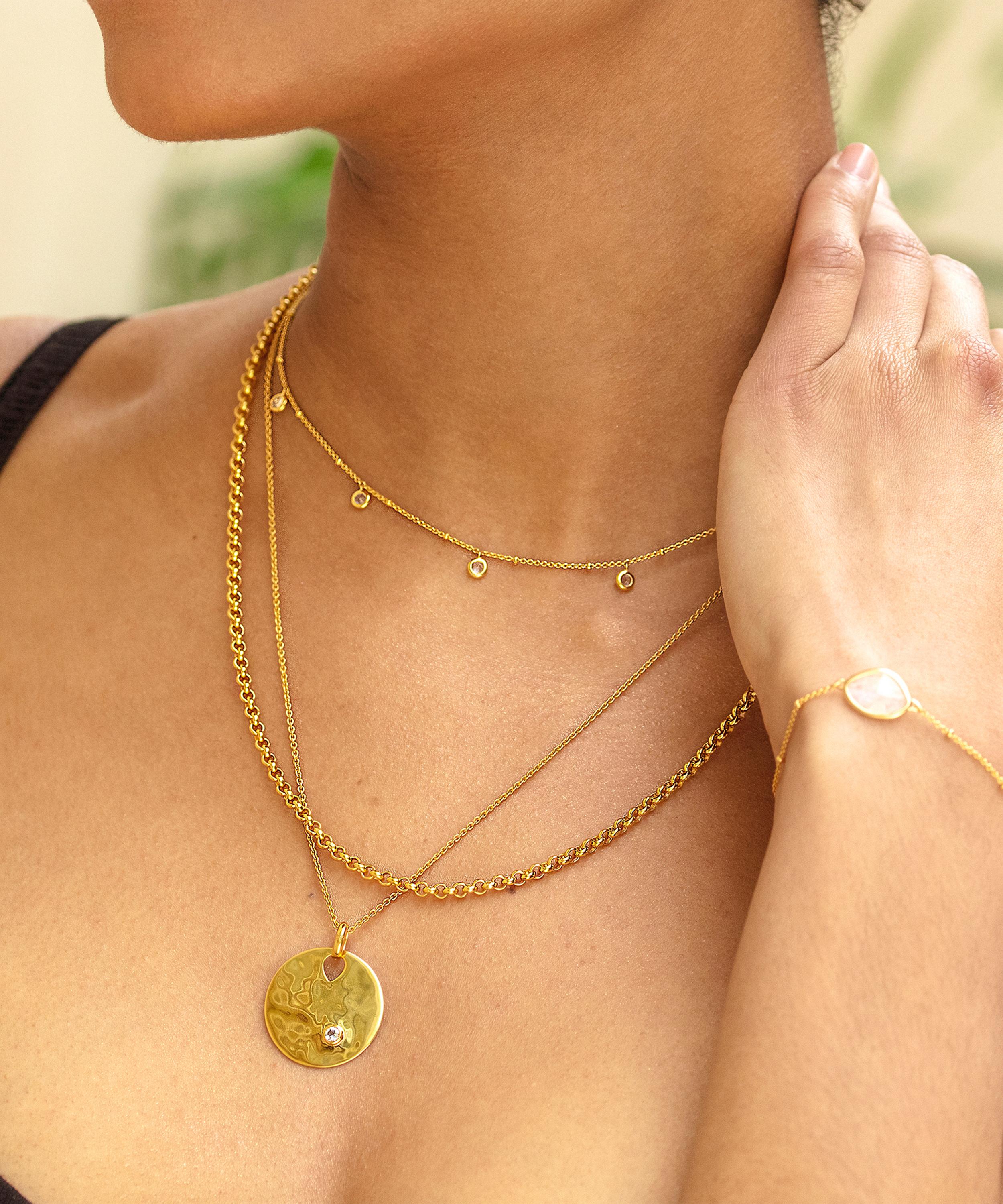 Monica Vinader - 18ct Gold Plated Vermeil Silver Mini White Topaz Necklace image number 1
