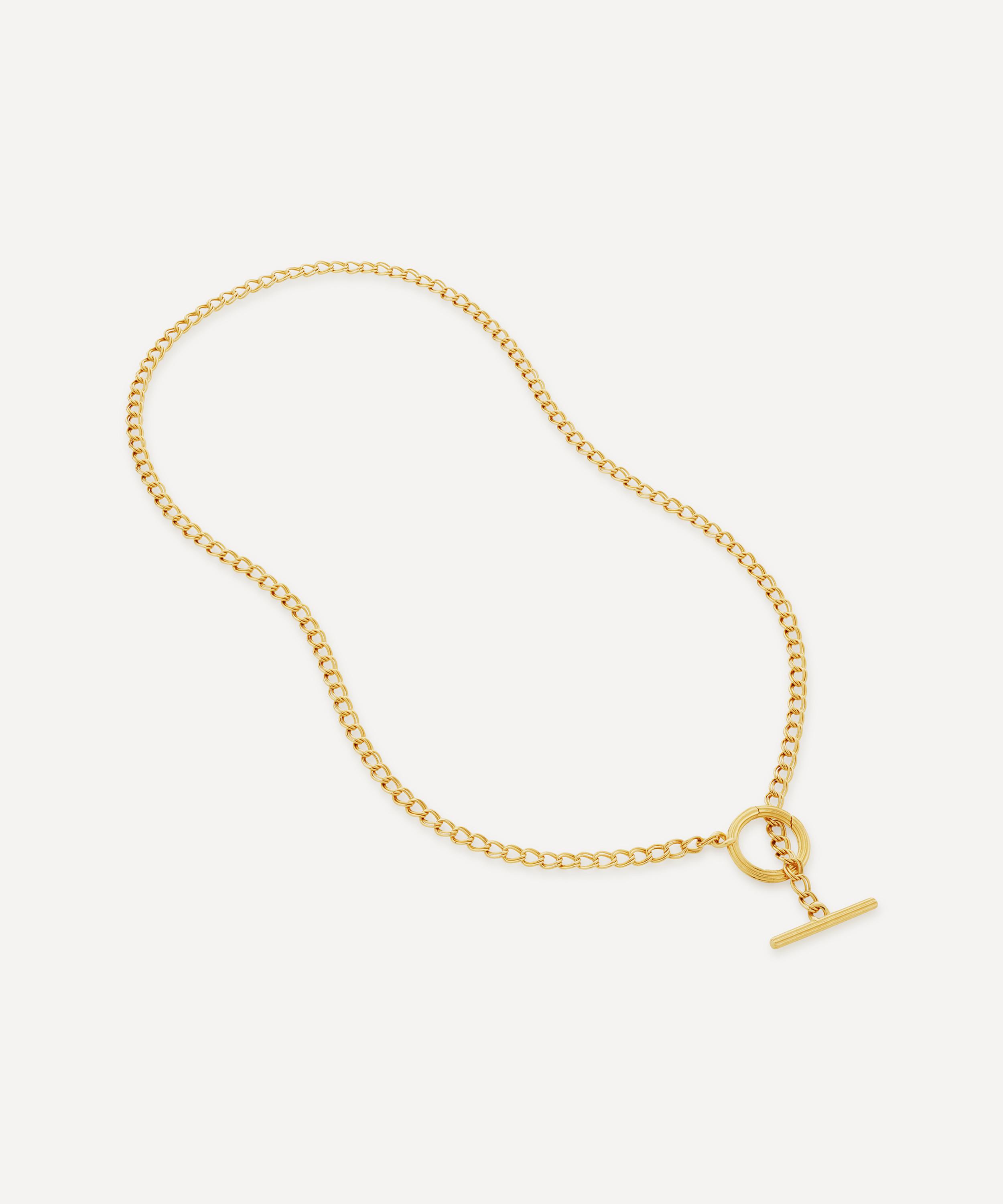 Monica Vinader - 18ct Gold Plated Vermeil Silver Groove T-Bar Necklace image number 0