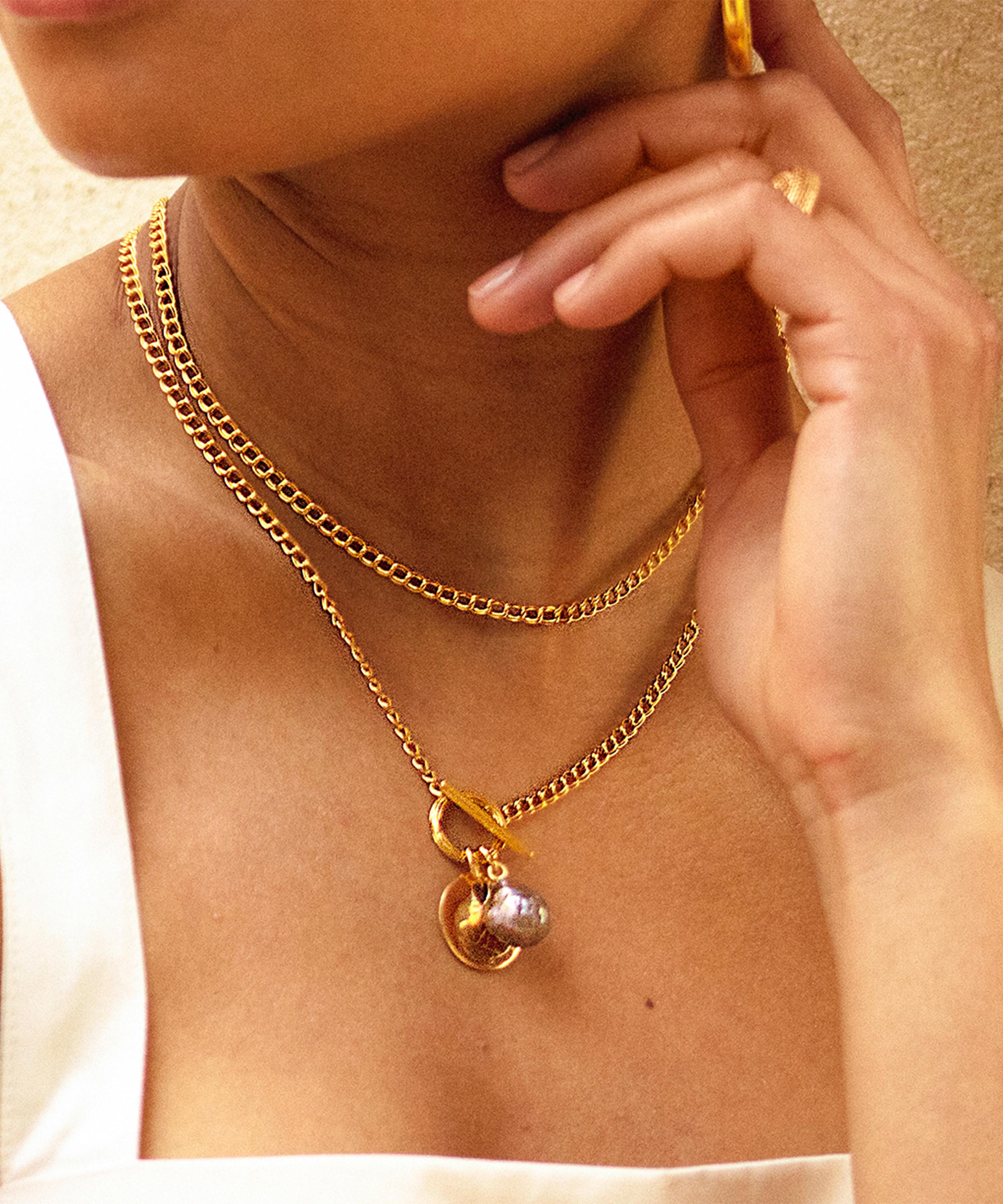 Monica Vinader - 18ct Gold Plated Vermeil Silver Groove T-Bar Necklace image number 2