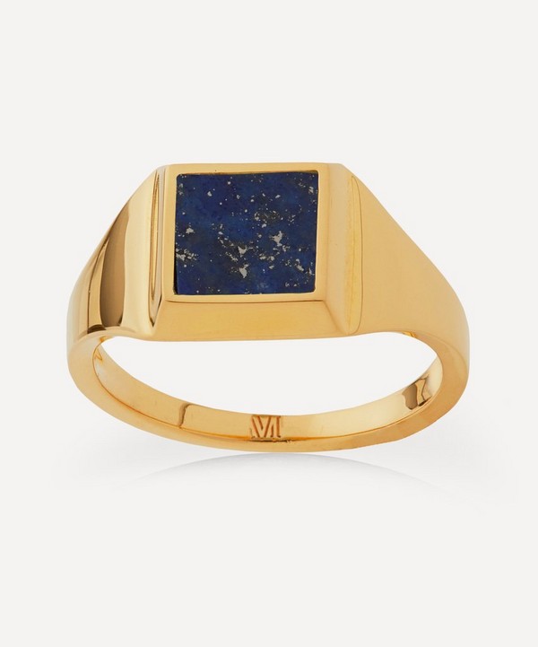 Monica Vinader - 18ct Gold Plated Vermeil Silver Signature Lapis Signet Ring image number null