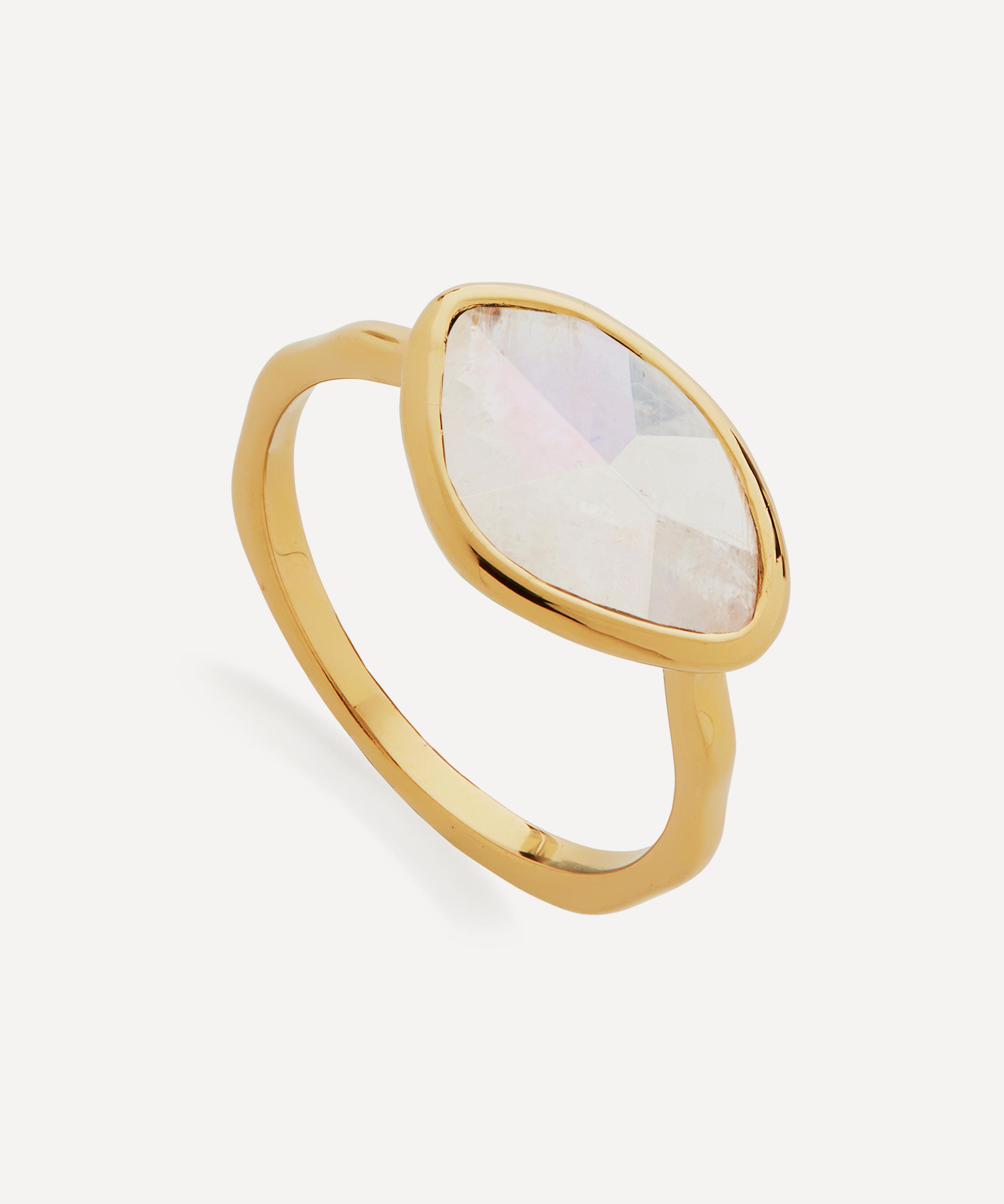 Monica Vinader - 18ct Gold Plated Vermeil Silver Moonstone Petal Ring image number 0