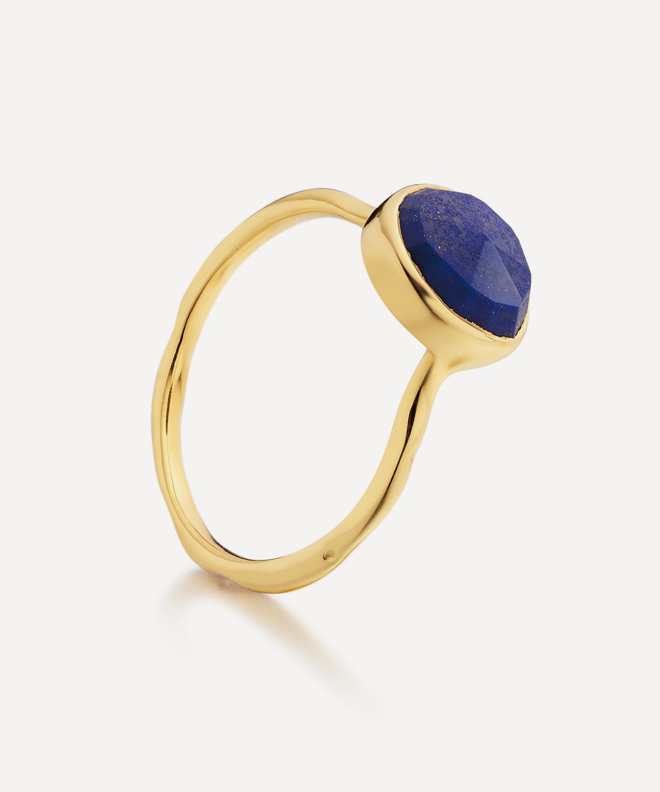Monica Vinader - 18ct Gold Plated Vermeil Silver Siren Lapis Stacking Ring image number 0