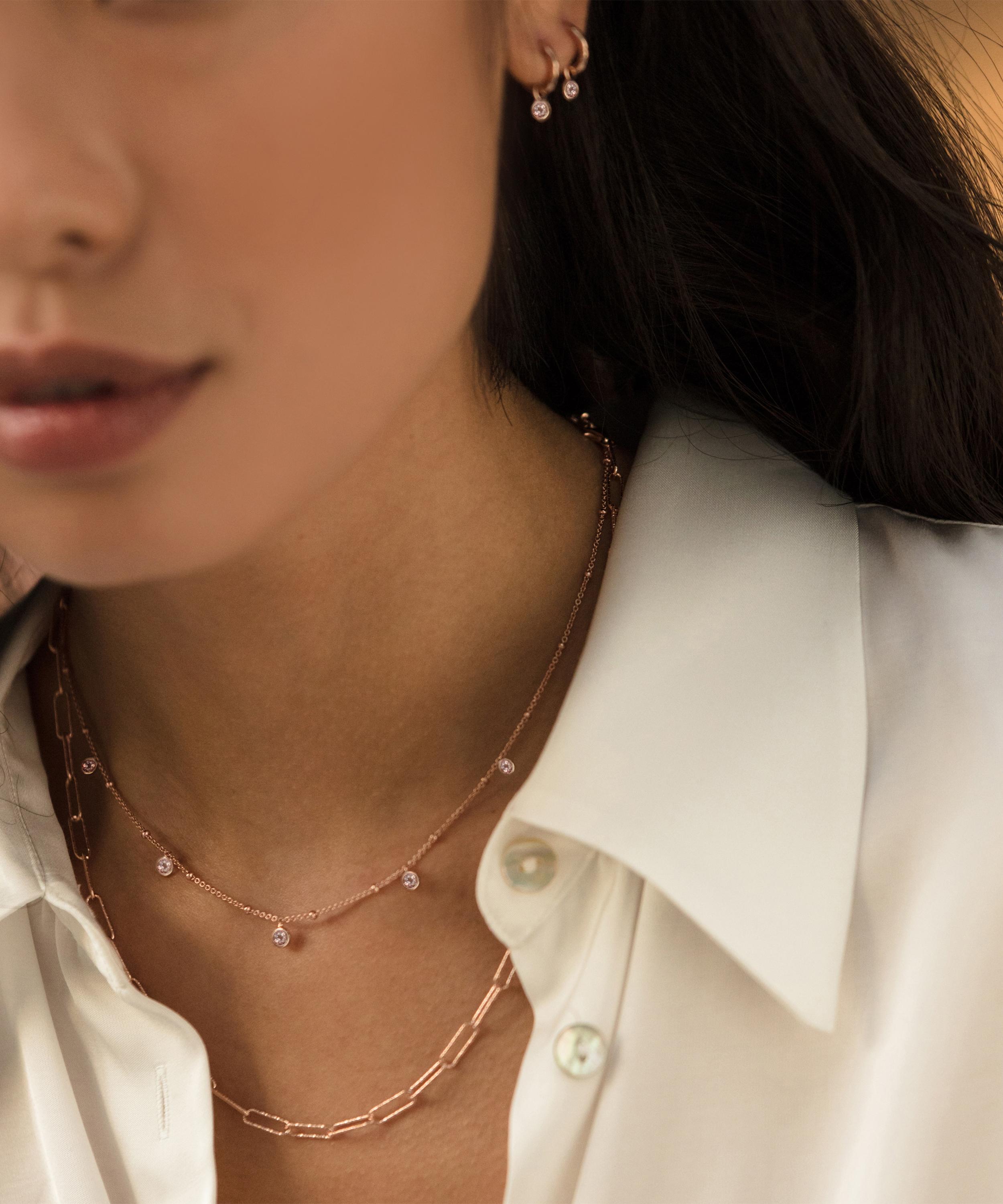 Monica Vinader - 18ct Rose Gold Plated Vermeil Silver Mini Pink Tourmaline Necklace image number 1