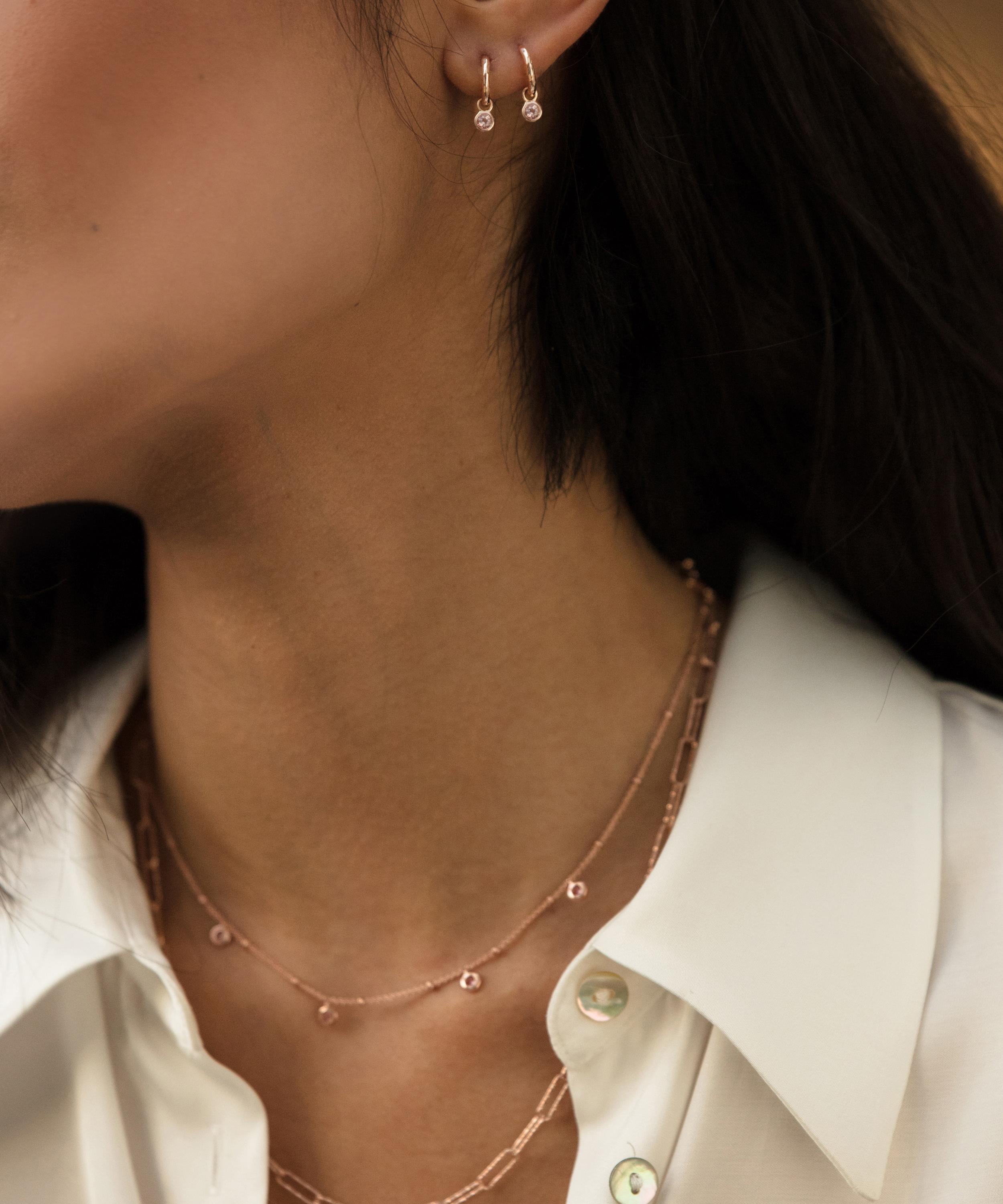 Monica Vinader - 18ct Rose Gold Plated Vermeil Silver Mini Pink Tourmaline Necklace image number 2