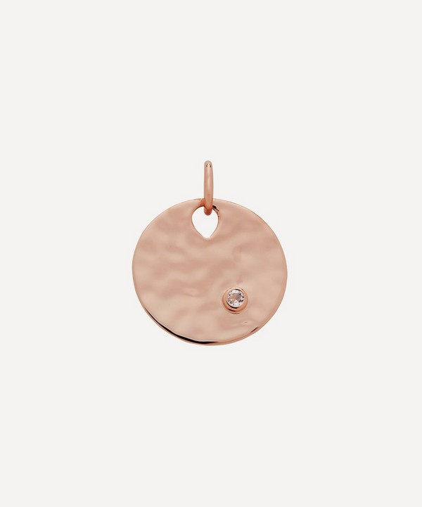 Monica Vinader - 18ct Rose Gold Plated Vermeil Silver Ziggy Round White Topaz Pendant Charm image number null