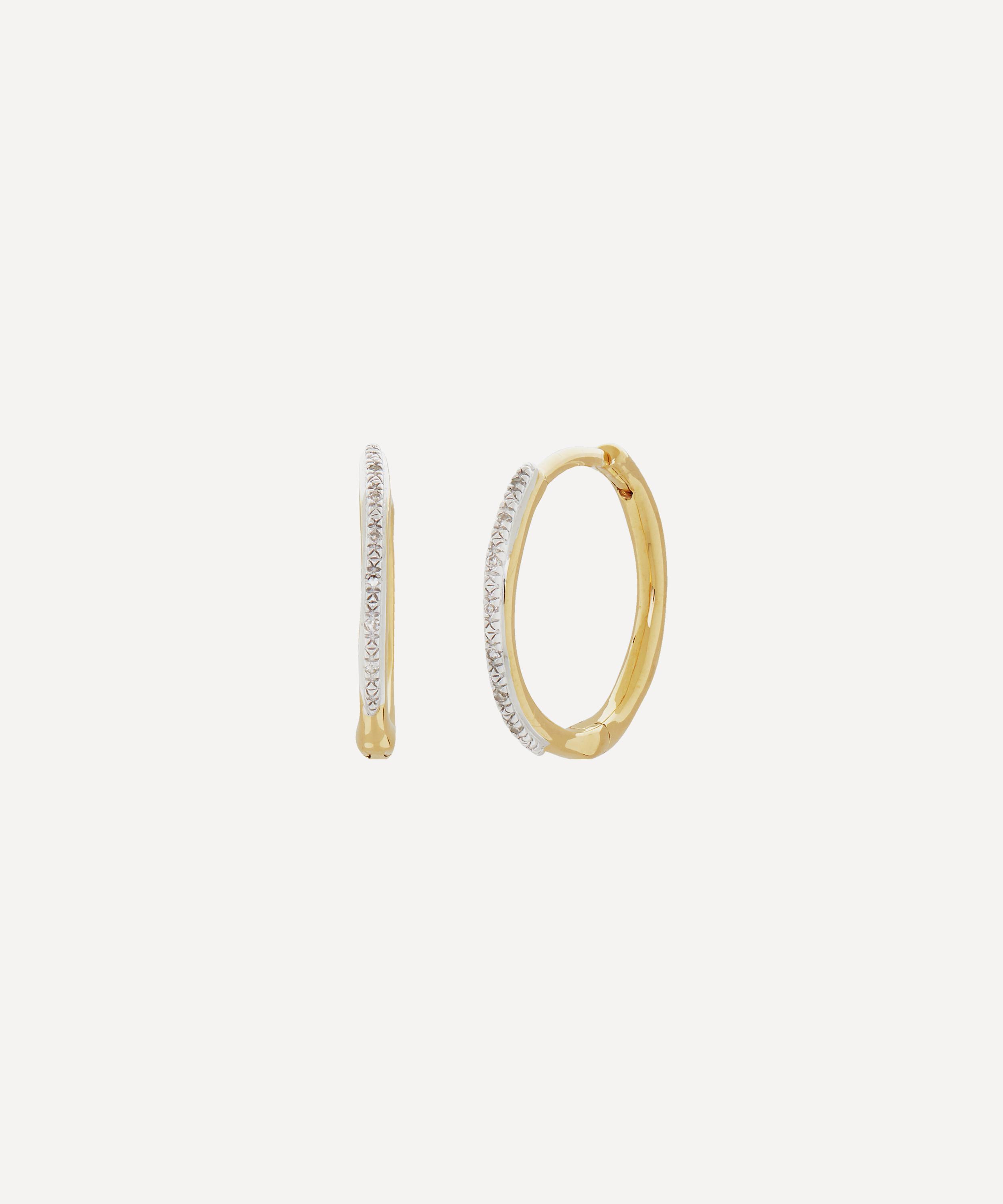 Monica Vinader - 18ct Gold Plated Vermeil Silver Riva Wave Hoop Earrings image number 0
