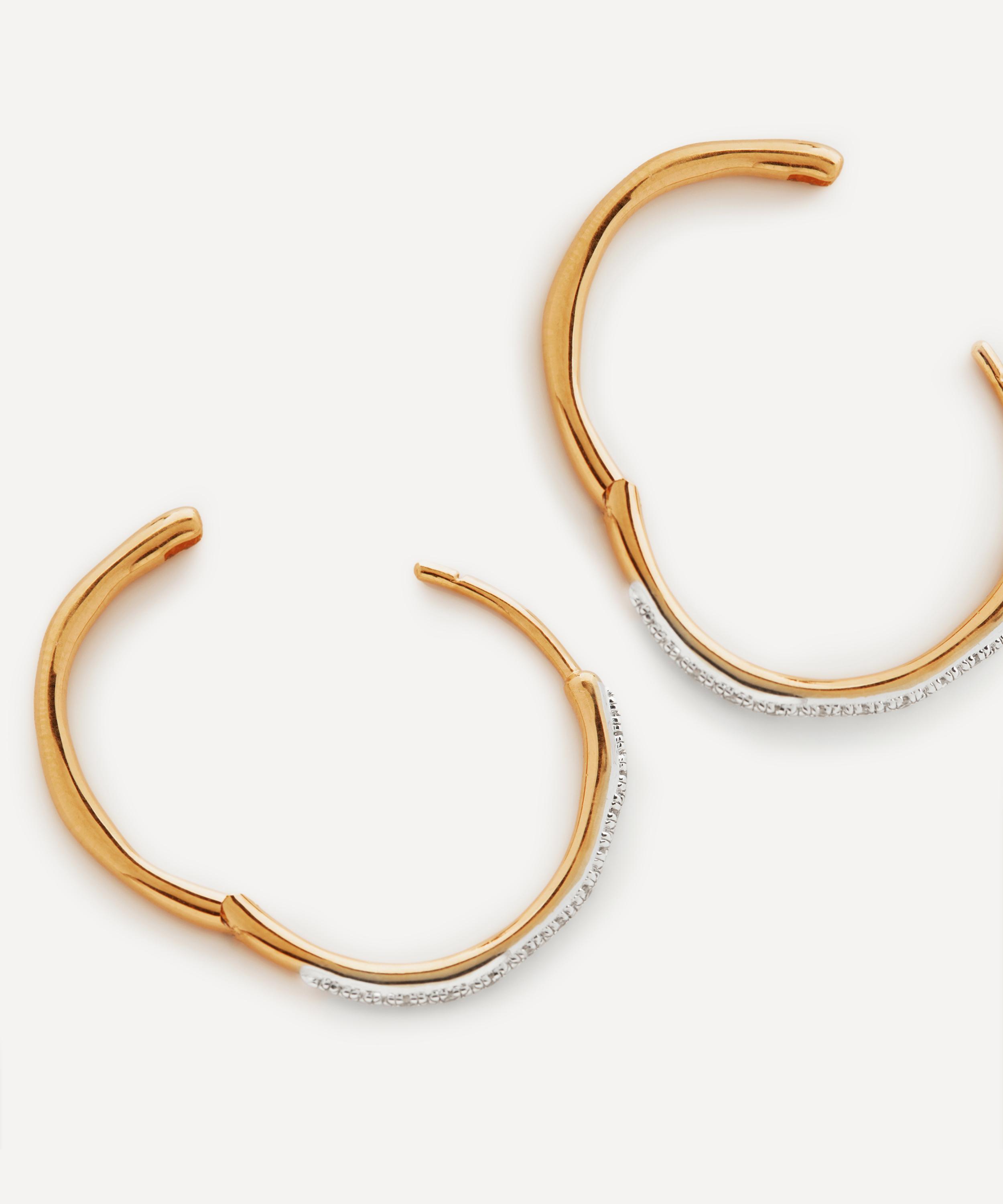 Monica Vinader - 18ct Gold Plated Vermeil Silver Riva Wave Hoop Earrings image number 1