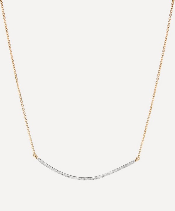 Monica Vinader - 18ct Gold Plated Vermeil Silver Riva Wave Diamond Bar Pendant Necklace image number null