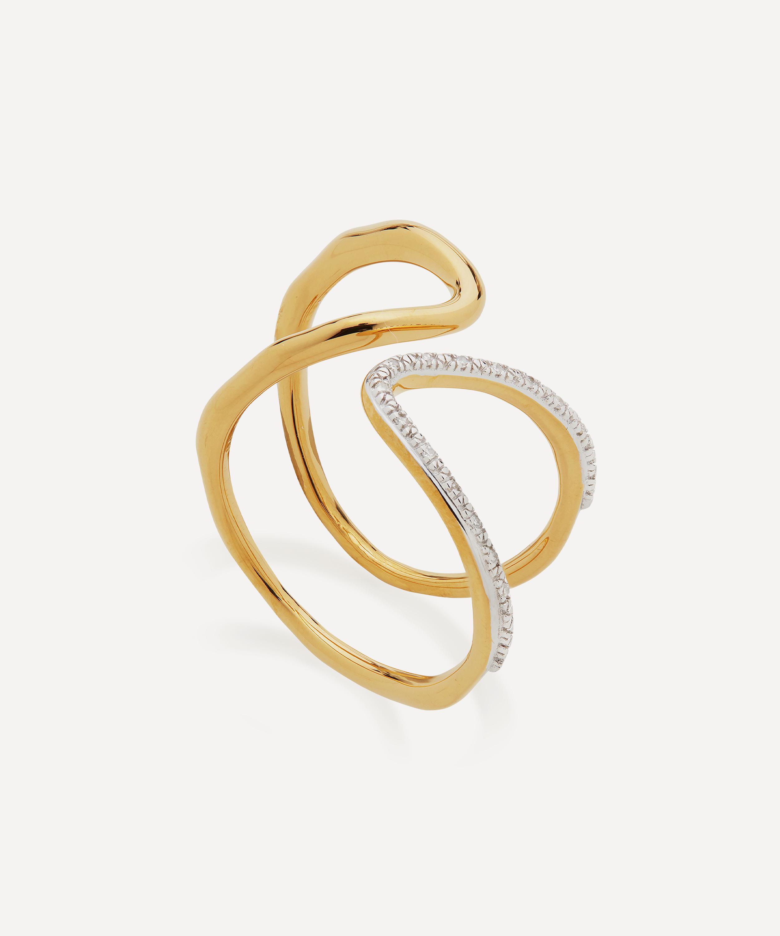 Monica Vinader 18ct Gold Plated Vermeil Silver Riva Open Wrap Ring 