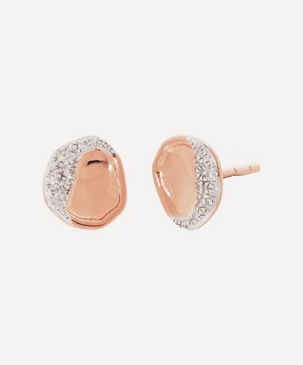 Monica Vinader - 18ct Rose Gold Plated Vermeil Silver Riva Shore Diamond Stud Earrings image number null