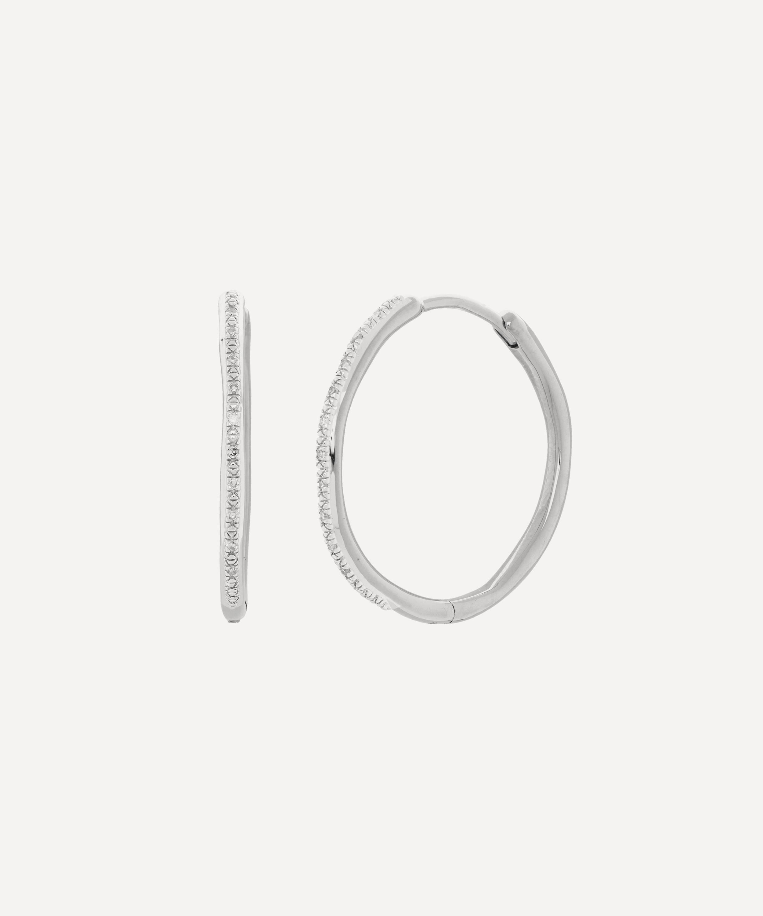 Monica Vinader Silver Riva Large Diamond Hoop Earrings Liberty