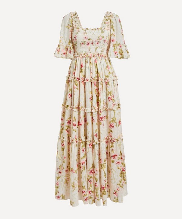 Needle & Thread - Waltzing Blooms Cotton Smocked Ankle Gown image number null