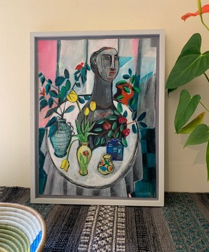 Naomi Munuo - Sill Life with Cotoneaster Franchetii and Tulips 2021 Original Framed Artwork image number 1