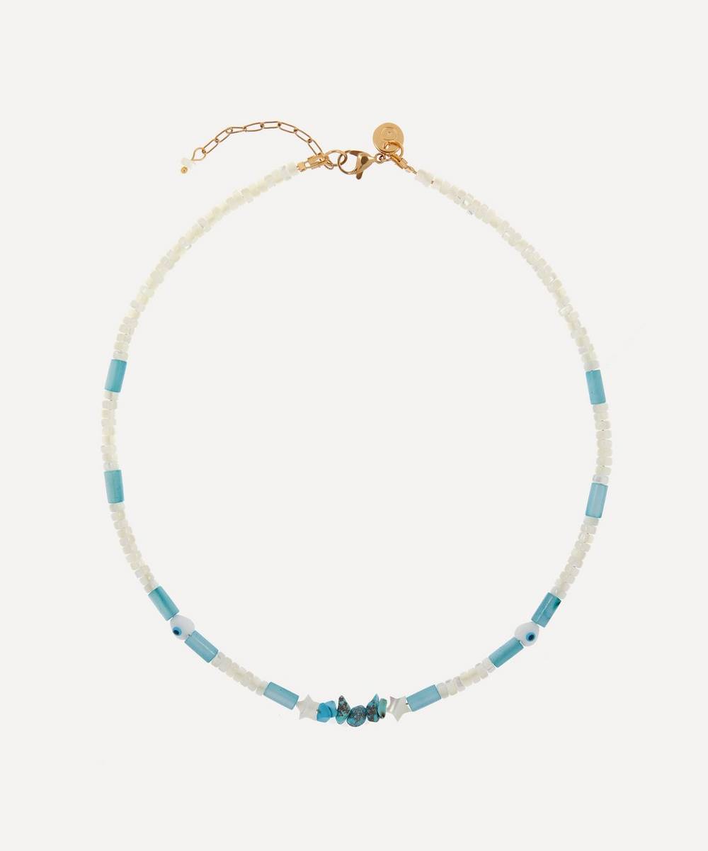 Mayol - Gold-Plated Shauni Turquoise and Mother of Pearl Beaded Choker Necklace
