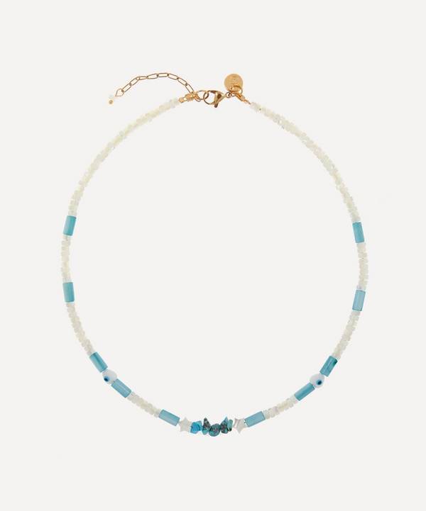 Mayol - Gold-Plated Shauni Turquoise and Mother of Pearl Beaded Choker Necklace image number 0