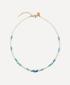 Gold-Plated Shauni Turquoise and Mother of Pearl Beaded Choker Necklace