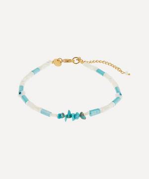 Gold-Plated Shauni Turquoise and Mother of Pearl Beaded Anklet