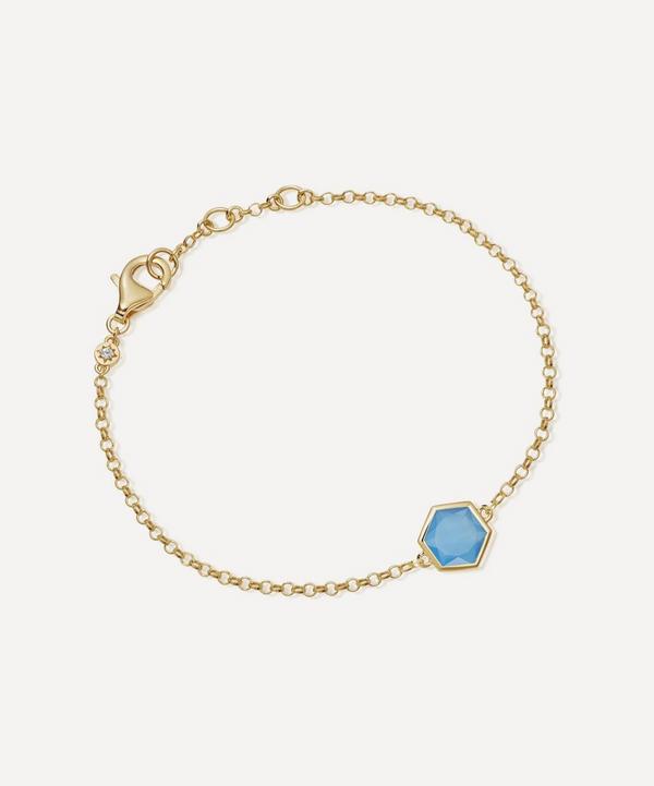 Astley Clarke - 18ct Gold Plated Vermeil Silver Deco Blue Agate Bracelet image number null