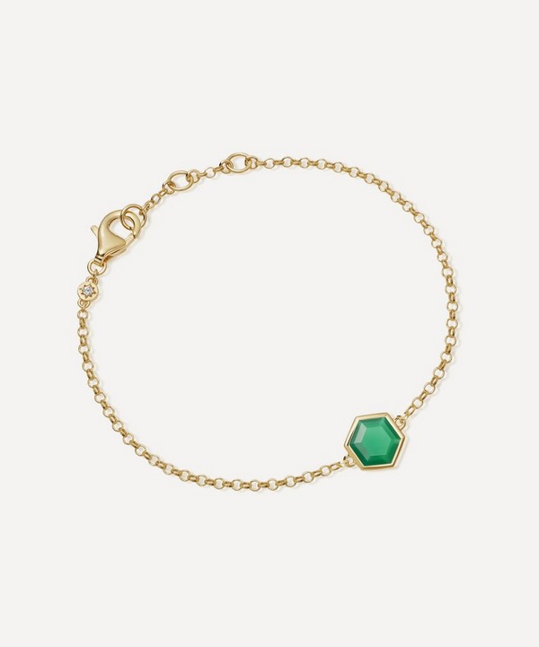 Astley Clarke - 18ct Gold Plated Vermeil Silver Deco Green Agate Bracelet image number null
