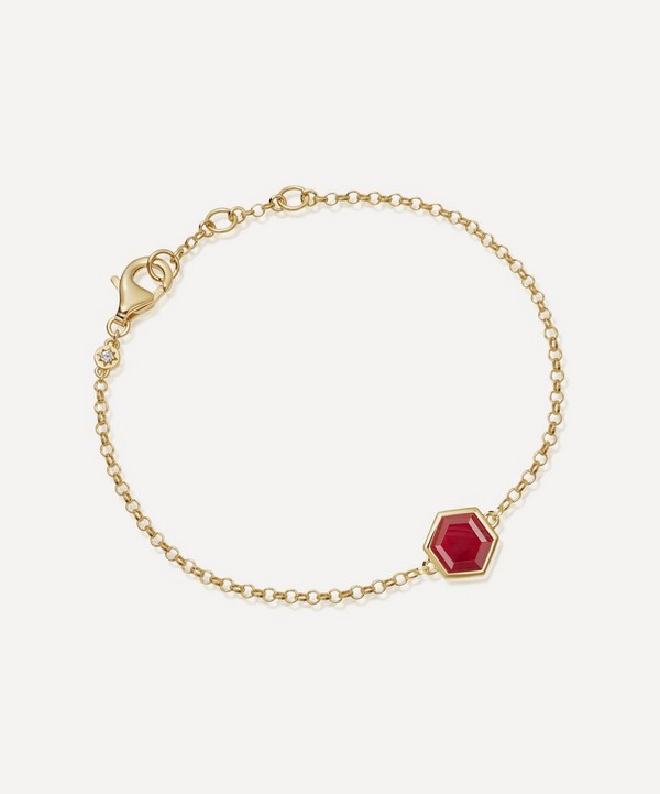Astley Clarke - 18ct Gold Plated Vermeil Silver Deco Red Agate Bracelet image number null