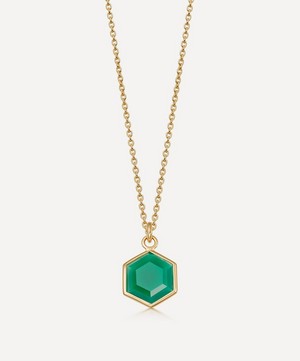 Astley Clarke - 18ct Gold Plated Vermeil Silver Deco Green Agate Pendant Necklace image number 0