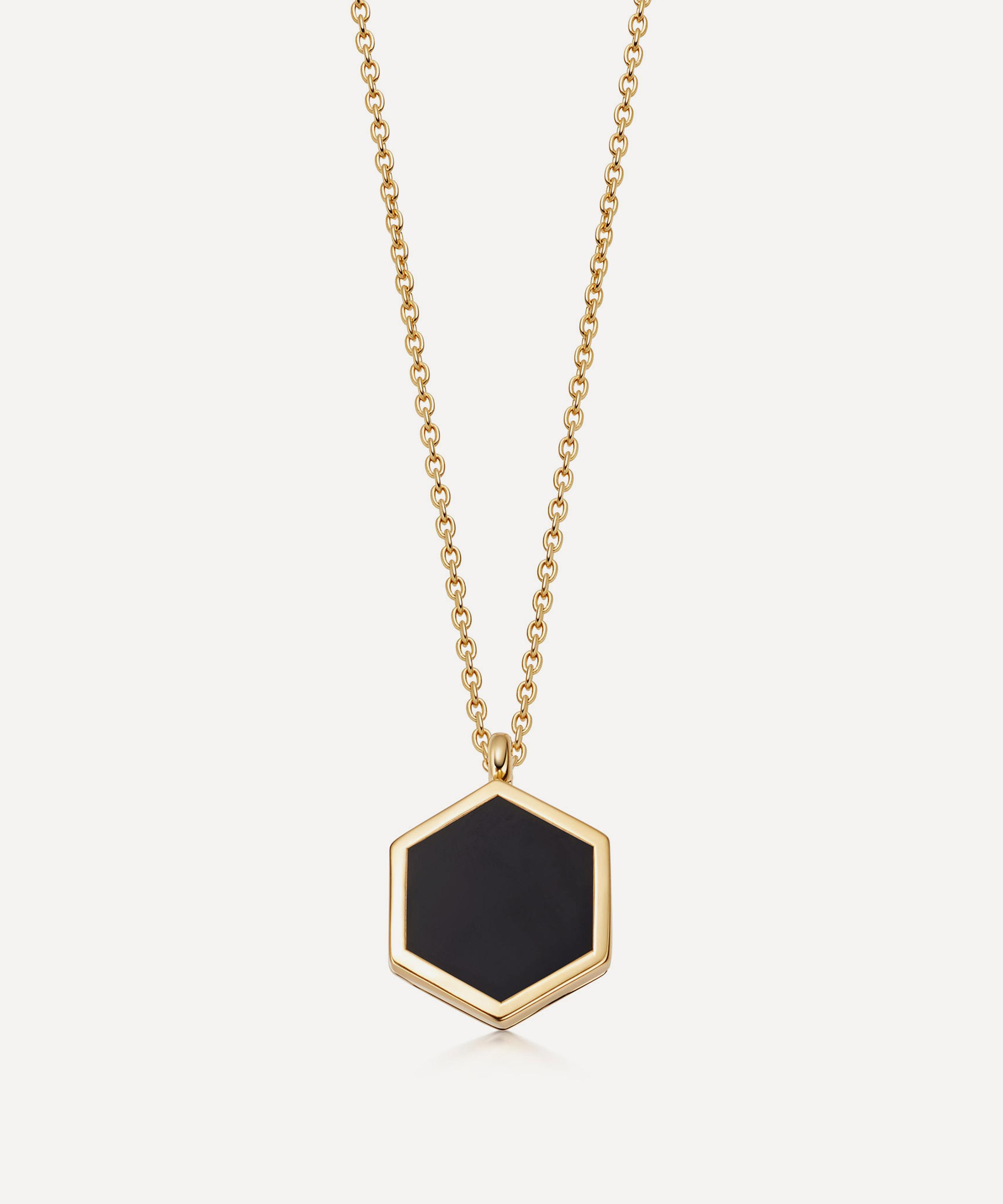 Astley Clarke - 18ct Gold Plated Vermeil Silver Deco Black Spinel Slice Locket Necklace image number 0