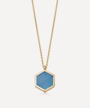 Astley Clarke - 18ct Gold Plated Vermeil Silver Deco Blue Agate Slice Locket Necklace image number 0