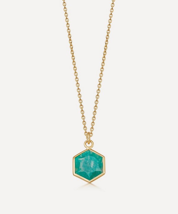 Astley Clarke - 18ct Gold Plated Vermeil Silver Deco Amazonite Pendant Necklace image number null