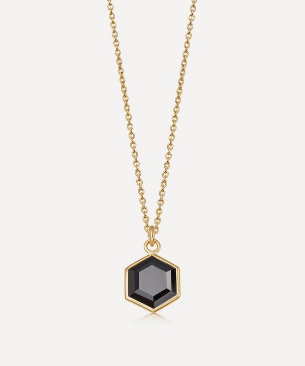 Astley Clarke - 18ct Gold Plated Vermeil Silver Deco Black Spinel Pendant Necklace image number null