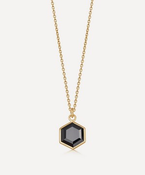 Astley Clarke - 18ct Gold Plated Vermeil Silver Deco Black Spinel Pendant Necklace image number 0