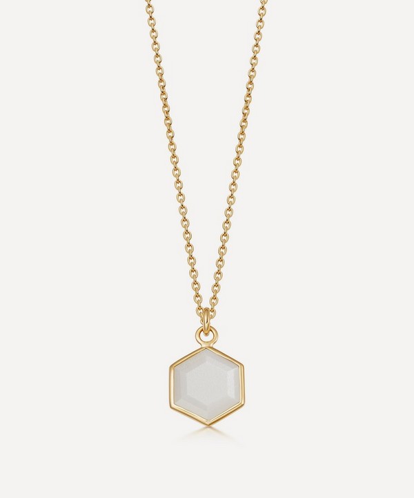 Astley Clarke - 18ct Gold Plated Vermeil Silver Deco Moonstone Pendant Necklace image number null