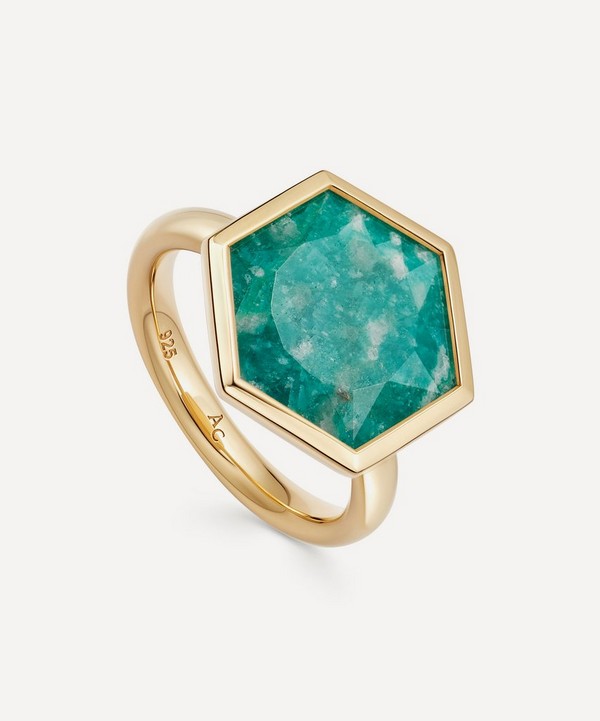 Astley Clarke - 18ct Gold Plated Vermeil Silver Deco Large Amazonite Ring image number null