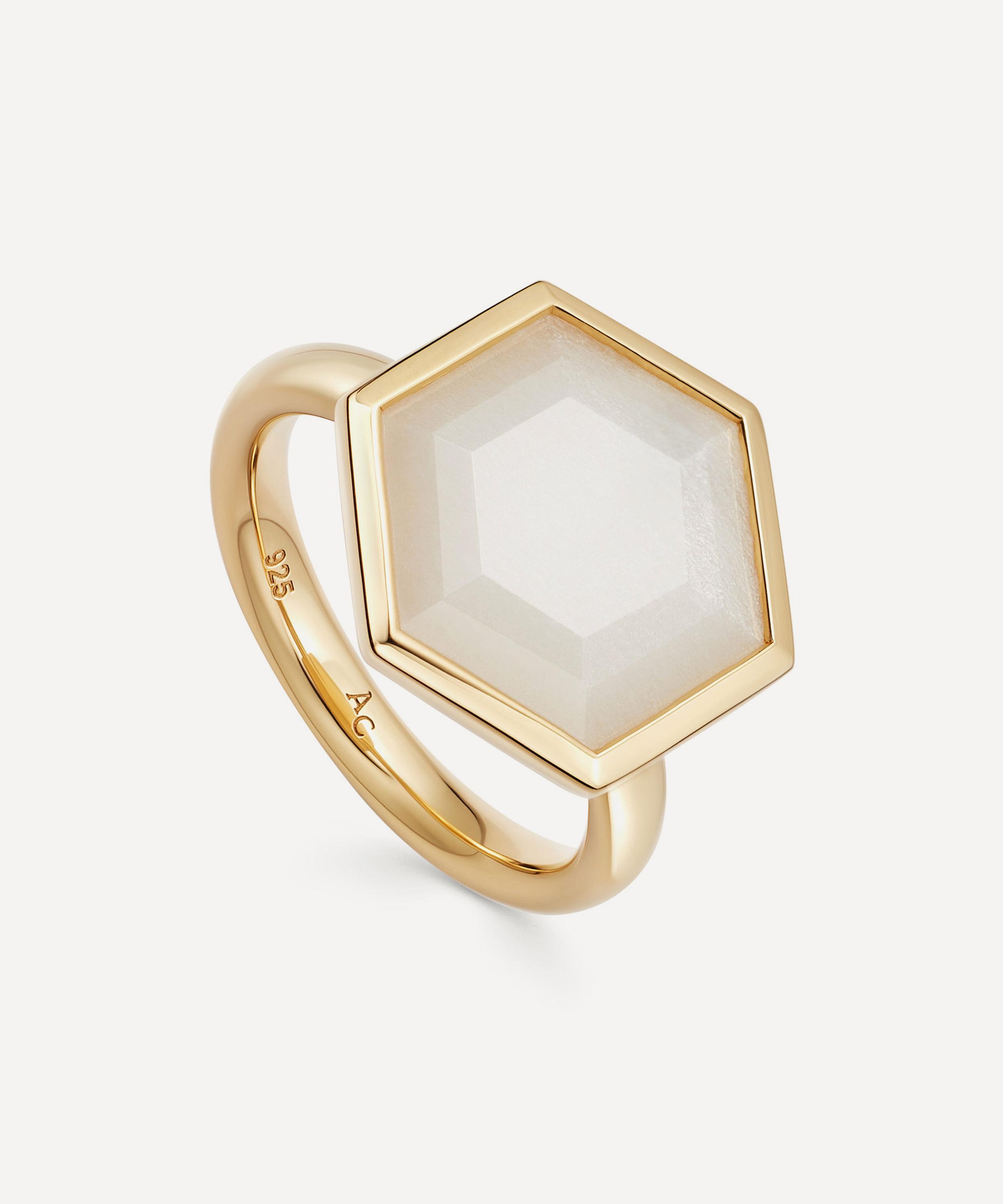 Astley Clarke - 18ct Gold Plated Vermeil Silver Deco Large Moonstone Ring image number 0