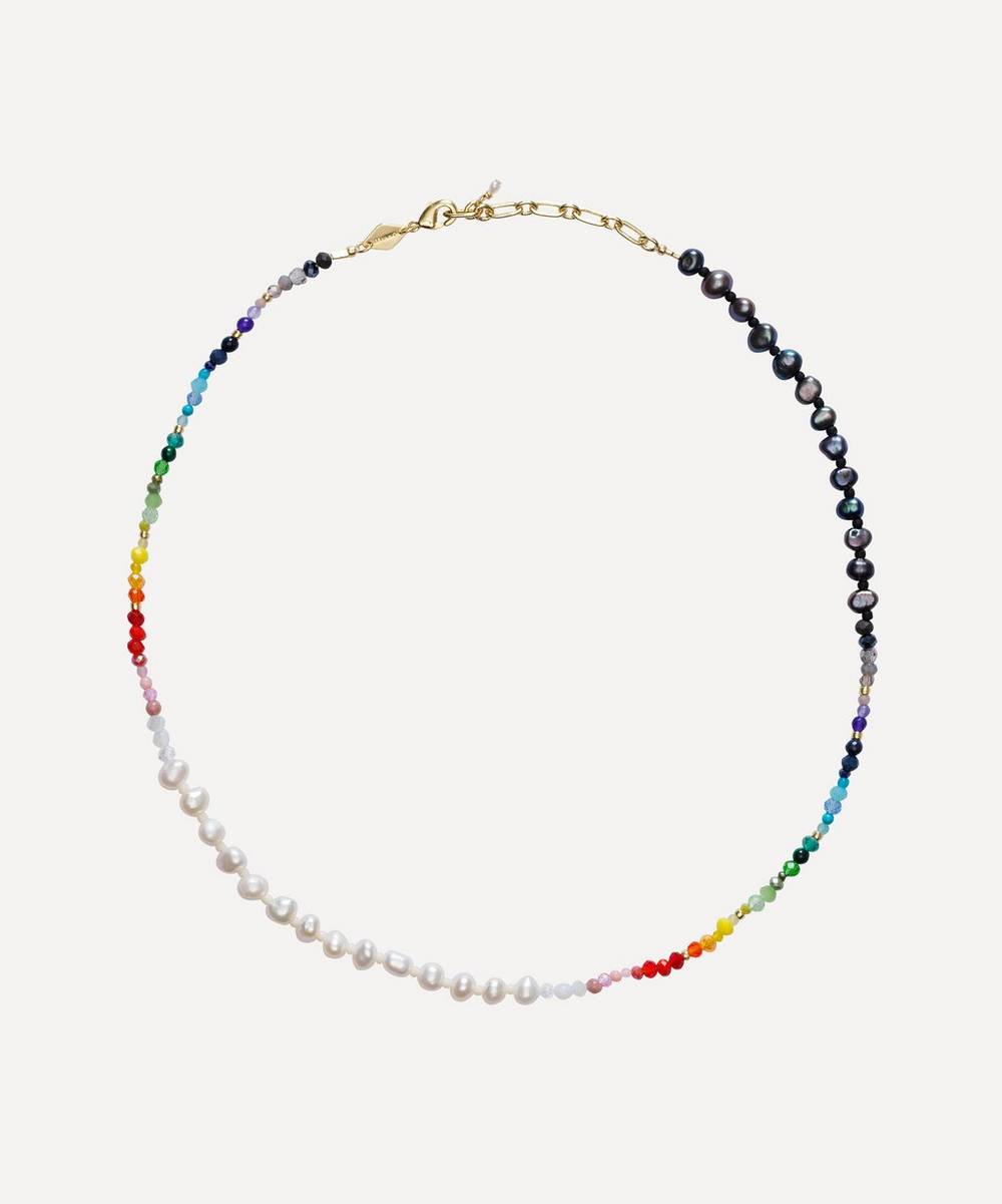 ANNI LU - Gold-Plated Iris Pearl Multi-Stone Beaded Necklace