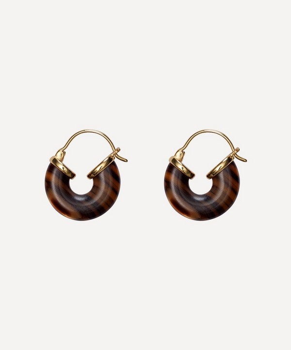 ANNI LU - Gold-Plated Eye of the Tiger Resin Hoop Earrings image number null