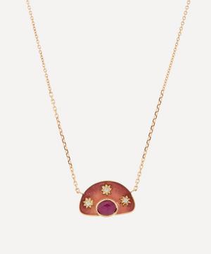 Brooke Gregson - 18ct Gold Stargaze Ruby and Diamond Enamel Pendant Necklace image number 0