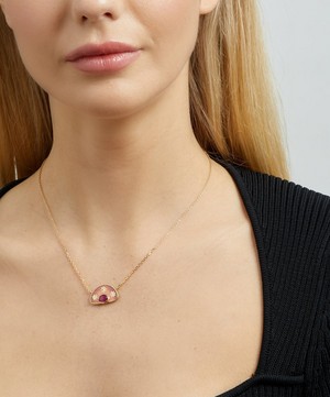 Brooke Gregson - 18ct Gold Stargaze Ruby and Diamond Enamel Pendant Necklace image number 1