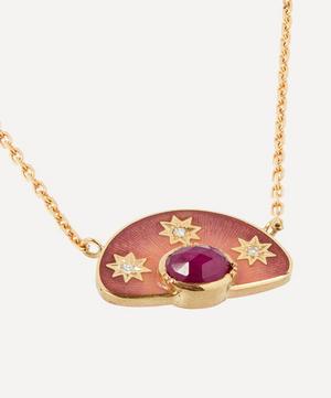 Brooke Gregson - 18ct Gold Stargaze Ruby and Diamond Enamel Pendant Necklace image number 3