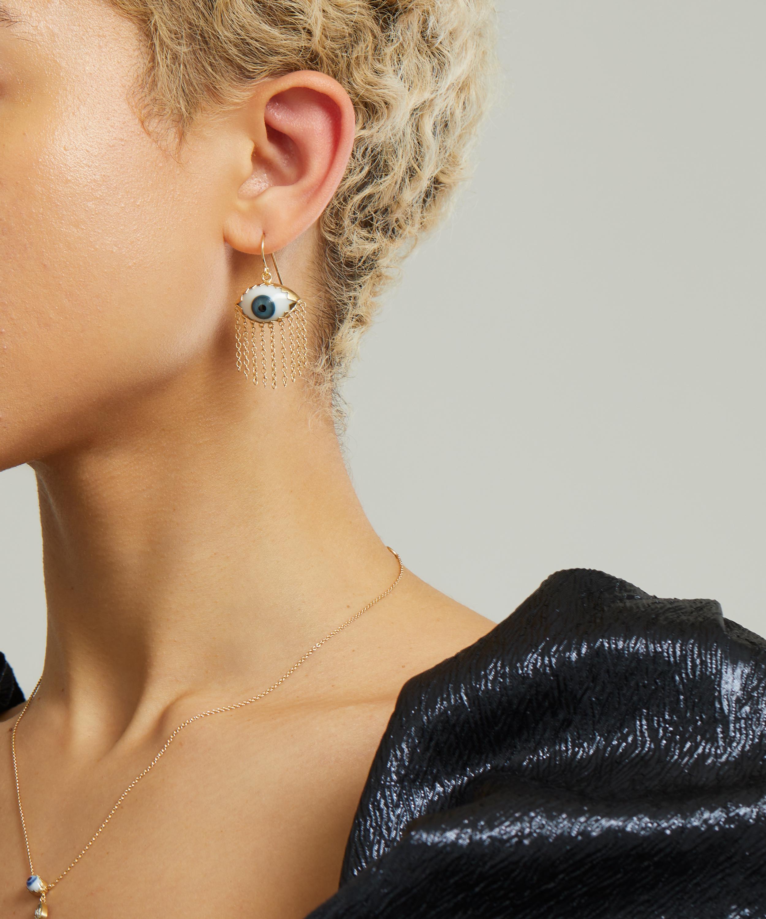 Grainne Morton - Gold-Plated Mae West Glass Eye Drop Earrings image number 