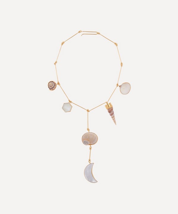 Grainne Morton - Gold-Plated Pearl and Shell Drop Necklace image number null