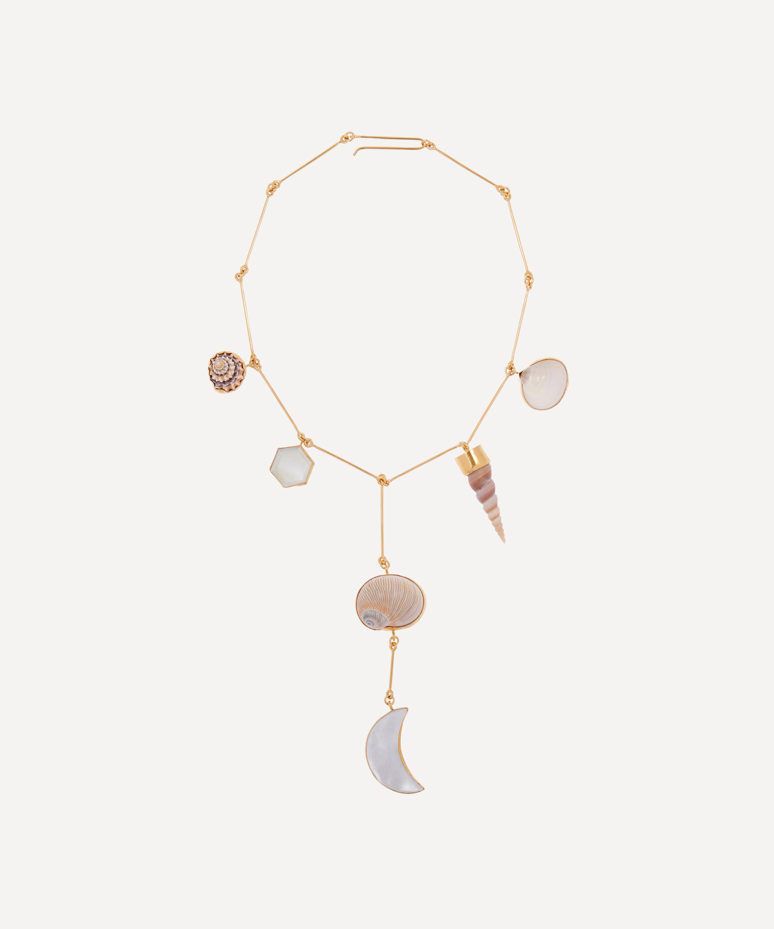 Grainne Morton - Gold-Plated Pearl and Shell Drop Necklace