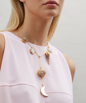 Grainne Morton - Gold-Plated Pearl and Shell Drop Necklace image number 1