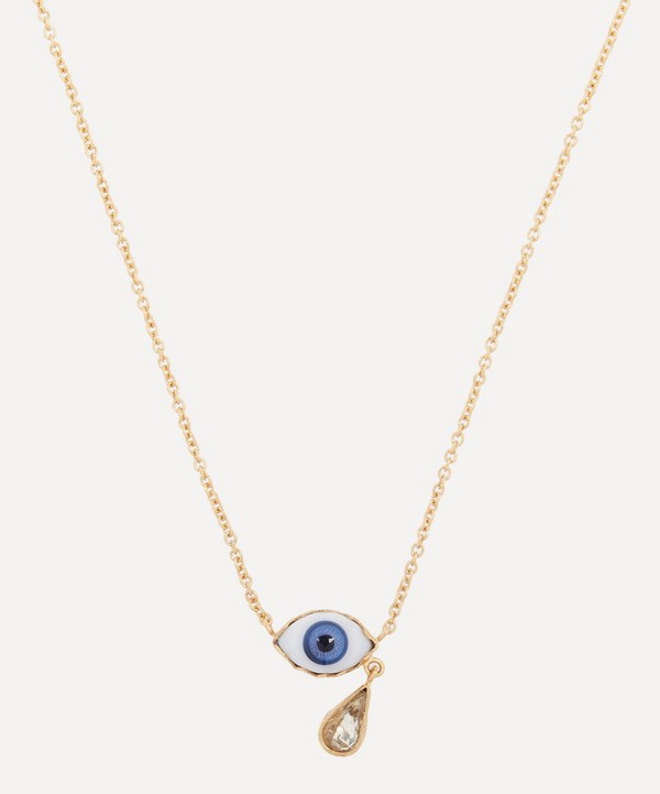 Grainne Morton - Gold-Plated Glass Eye Teardrop Pendant Necklace image number null