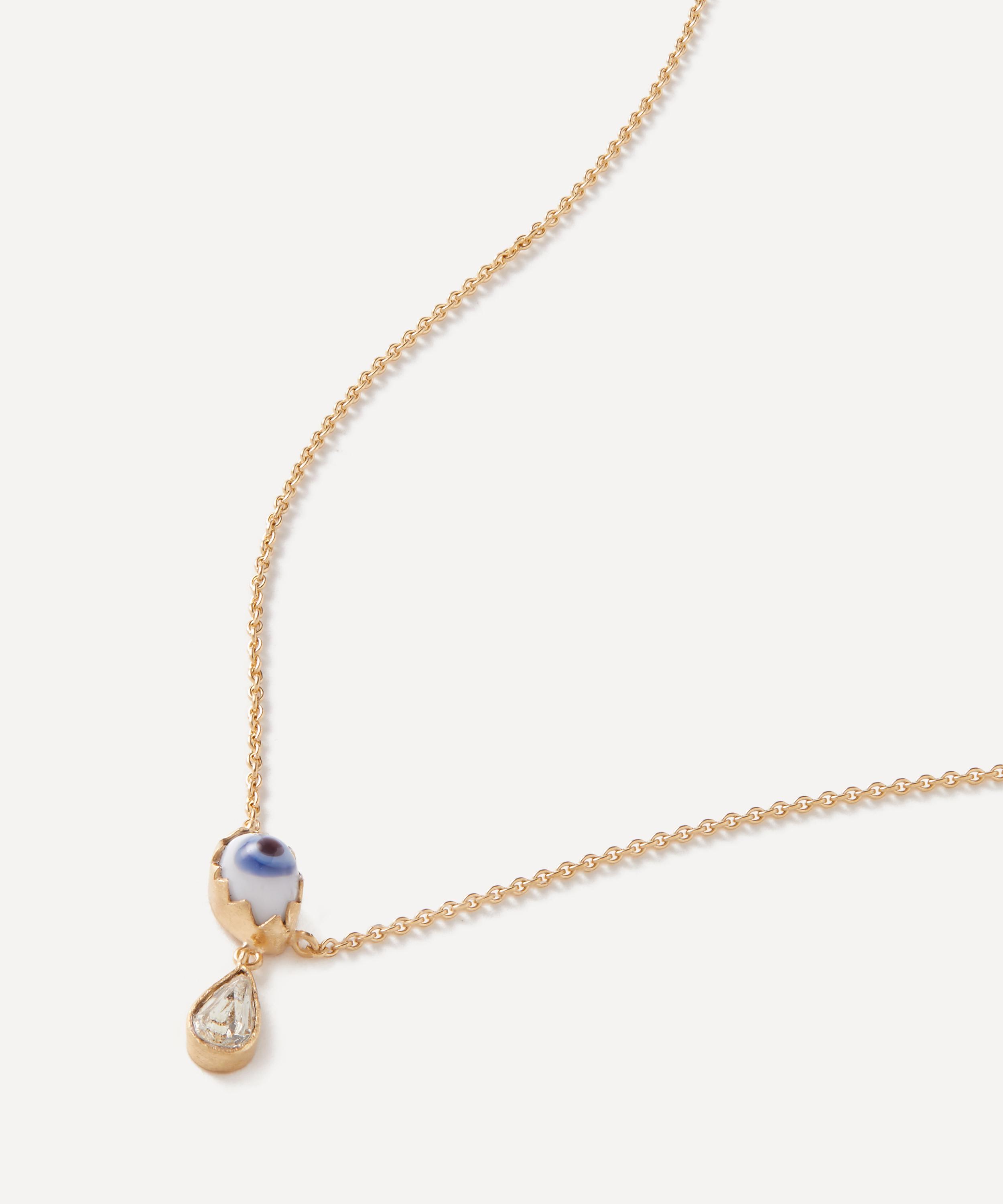 Grainne Morton - Gold-Plated Glass Eye Teardrop Pendant Necklace image number 0